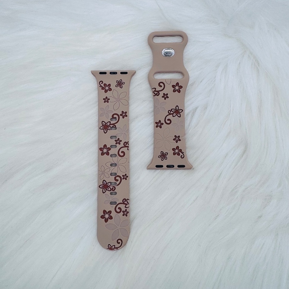 New Floral Watch Band For Apple Watch Series  38mm / 40mm / 41mm in Latte - Picture 4 of 5
